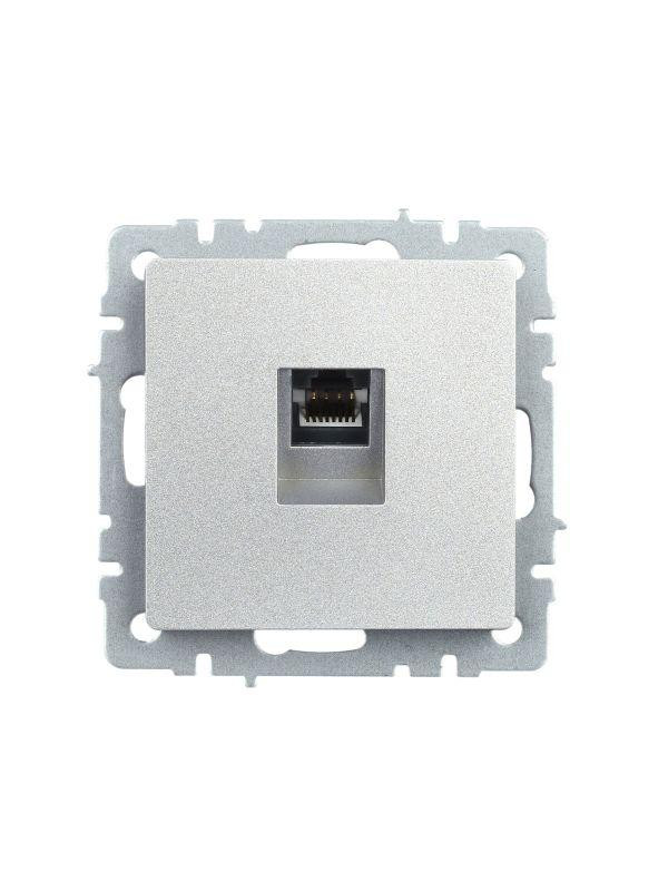 Розетка компьютерная СП RJ45 кат.5E BRITE РК10-БрА механизм алюм. IEK BR-K10-1-K47