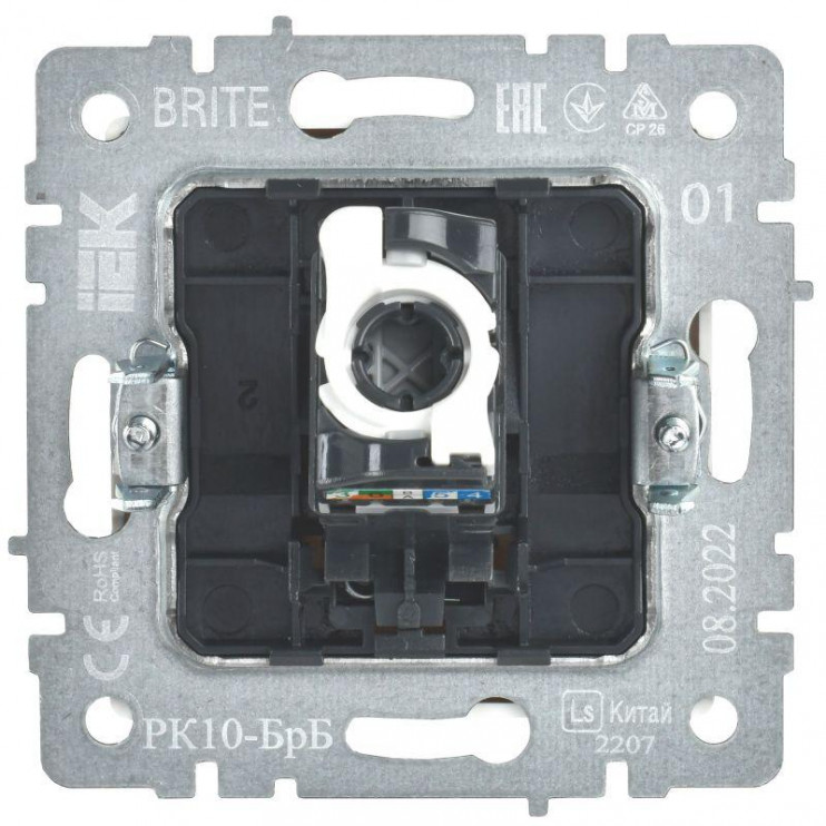 Розетка компьютерная СП RJ45 кат.5E BRITE РК10-БрБ механизм бел. IEK BR-K10-1-K01