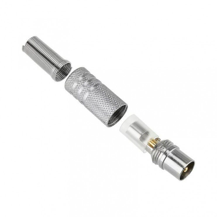 Разъем антенный на кабель штекер-TV никель с пружиной (блист.) Rexant 06-0016-A