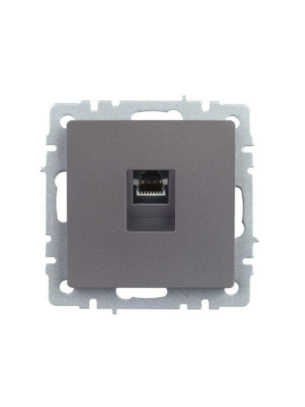 Розетка компьютерная СП RJ45 кат.5E BRITE РК10-БрС механизм сталь IEK BR-K10-1-K46