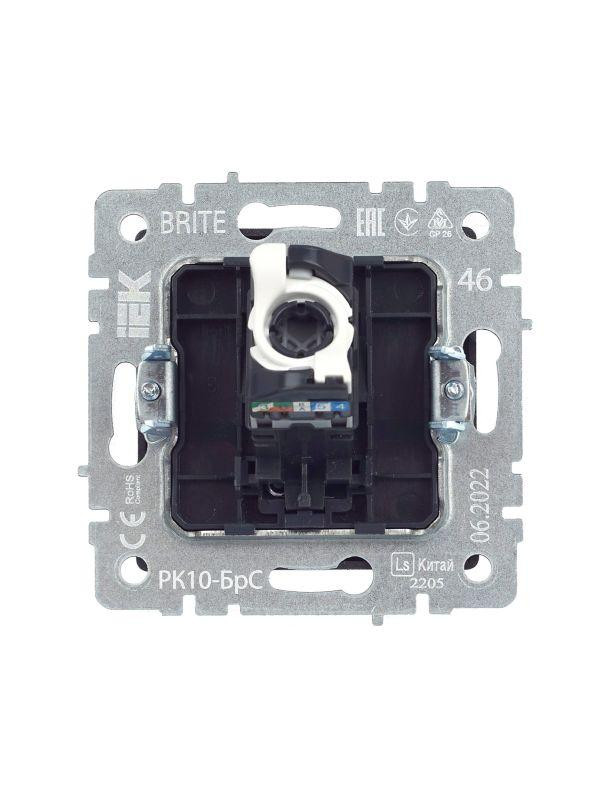 Розетка компьютерная СП RJ45 кат.5E BRITE РК10-БрС механизм сталь IEK BR-K10-1-K46