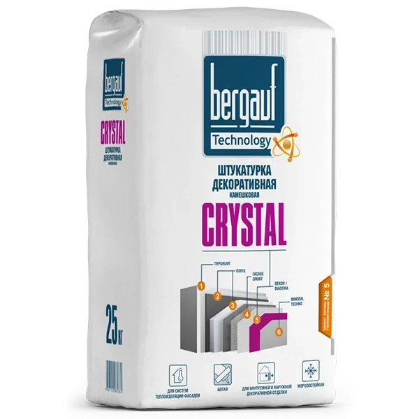 Штукатурка BERGAUF Crystal 1-1.5мм декоративная камешковая 25кг купить цена ТД АЛЬФА