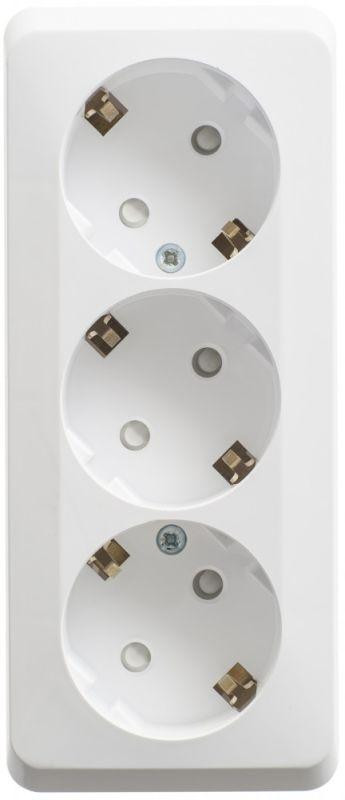 Розетка 3-м ОП Этюд 16А IP20 250В с заземл. защ. шторки бел. SE PA16-012B