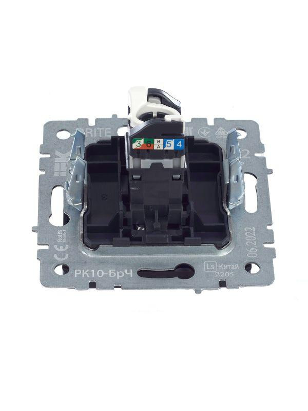 Розетка компьютерная СП RJ45 кат.5E BRITE РК10-БрЧ механизм черн. IEK BR-K10-1-K02