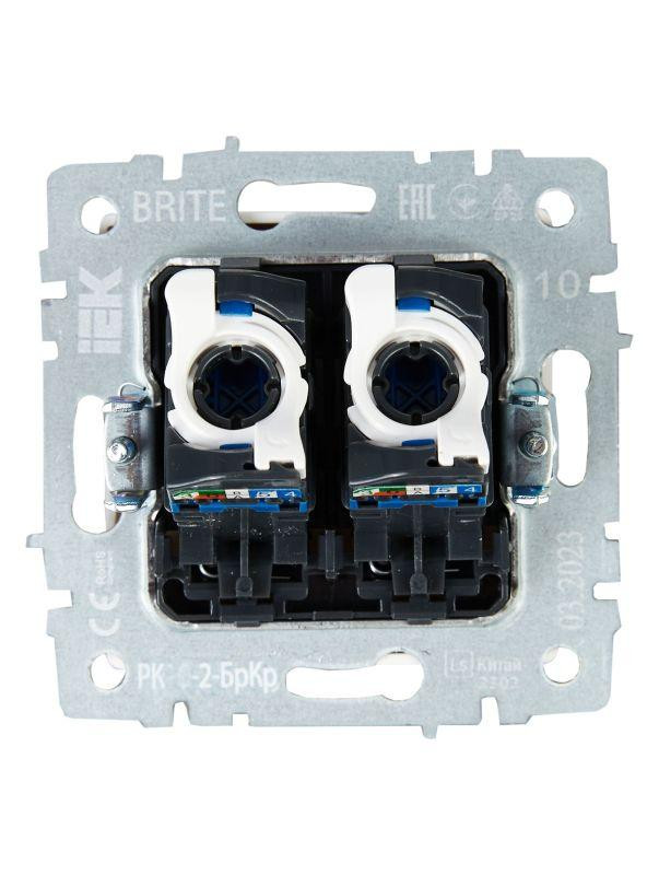 Розетка компьютерная двойн. СП RJ45 кат.5E BRITE РК10-2-БрКр механизм беж. IEK BR-K20-1-K10