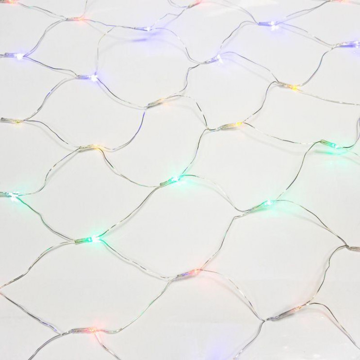 Гирлянда светодиодная "Сеть" 1х1.5м 96LED мультиколор 12Вт 220-240В IP20 с контроллером 8 режимов провод ПВХ прозр. Neon-Night 215-119-6