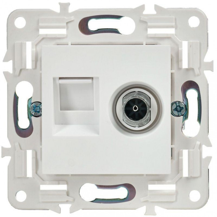 Розетка двойная TV+RJ45 кат.5E SKANDY SK-A14W арктич. бел. IEK SK-AK20-1-K01