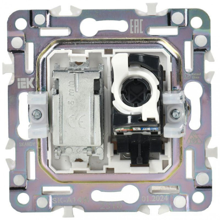 Розетка двойная TV+RJ45 кат.5E SKANDY SK-A14W арктич. бел. IEK SK-AK20-1-K01