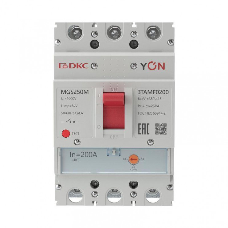 Выключатель автоматический MGS250 3P 160-200A 25kA YON MGS250M-3TAMF0200