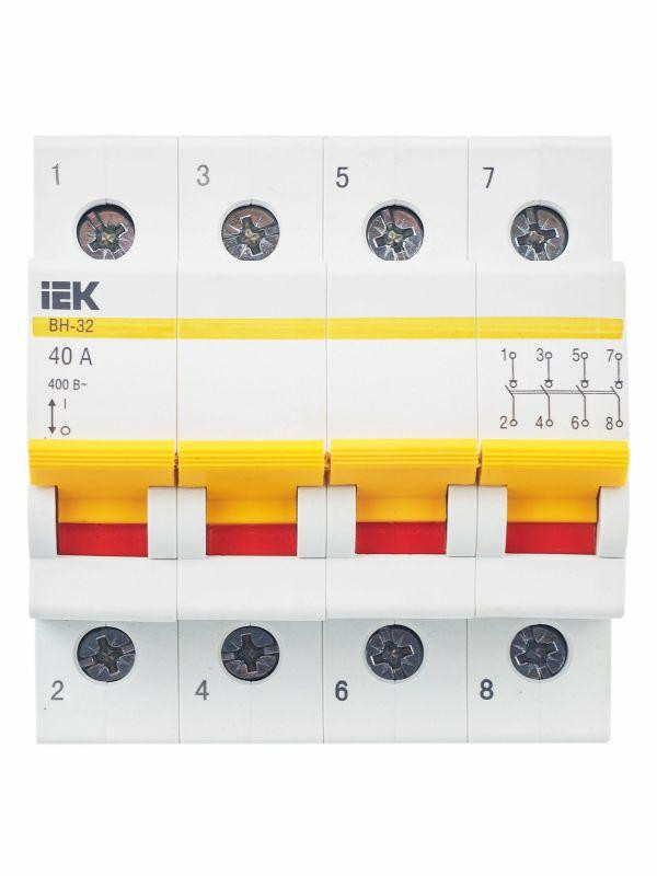 Выключатель нагрузки (мини-рубильник) 4п 40А ВН-32 KARAT IEK MNV10-4-040