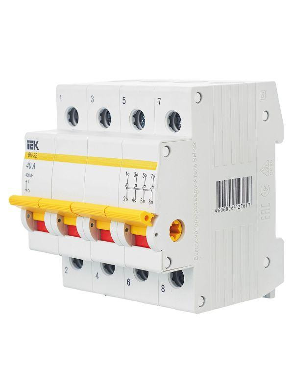 Выключатель нагрузки (мини-рубильник) 4п 40А ВН-32 KARAT IEK MNV10-4-040