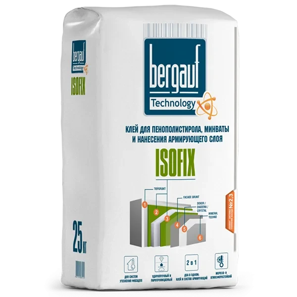 Клей BERGAUF Isofix для пенополистирола 25кг