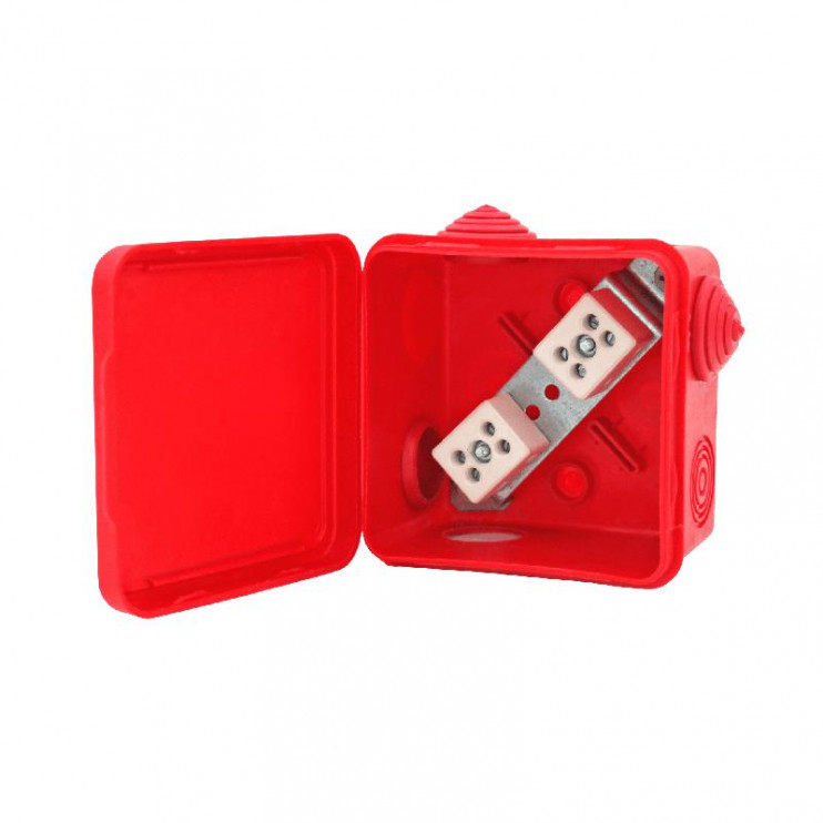 Коробка распределительная огнестойкая 100х100х50мм IP54 КРОПС-П1 FRJB-KM-P1-10-03-КРОПС-IP54 КРОПС-П1 для кабелей до 10кв.мм 3 клеммы КМ KR0018