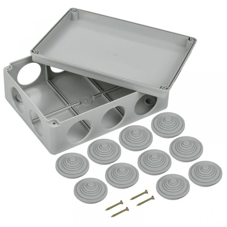 Коробка распаячная ОП 190х140х70 IP55 КМ41244 RAL7035 (10 гермовводов) IEK UKO11-190-140-070-K41-55