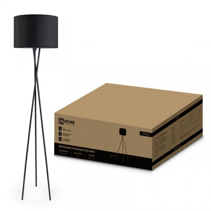 Светильник ТНО 04Ч 60Вт E27 230В торшер напольн. под лампу на основании черн. IN HOME 4690612048239