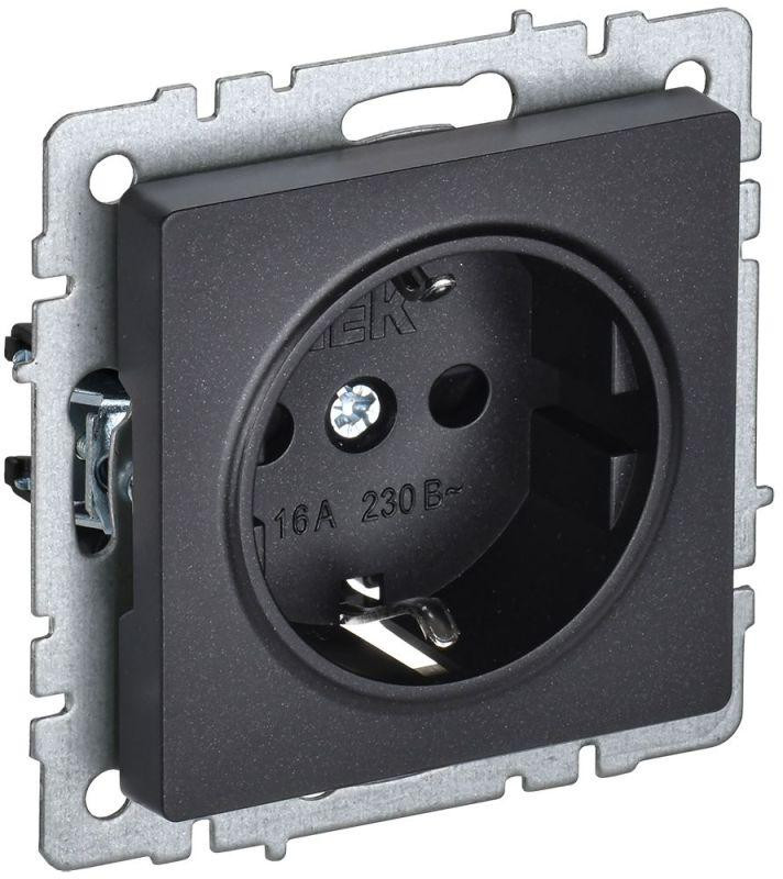 Розетка BRITE РС14-1-0-БрЧ 16А с заземл. защ. шторки механизм черн. IEK BR-R14-16-K02