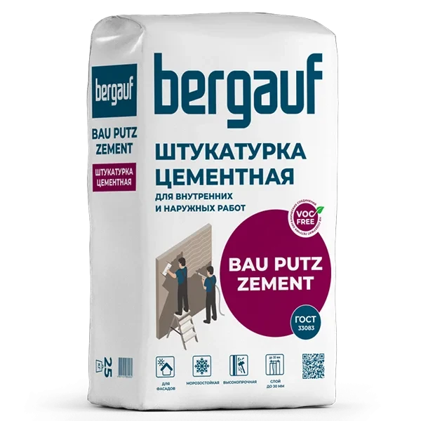 Штукатурка BERGAUF Bau Putz Zement цементная 25 кг