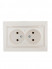 Розетка 2-м СП Mira 16А IP20 без заземл. со вставкой керамика жемчуж./бел. перламутр. LEZARD 701-3030-128