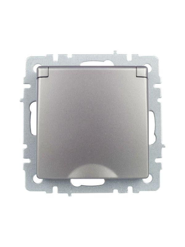 Розетка BRITE РСбш10-3-БрС 16А IP20 с заземл. защ. шторки с крышкой механизм сталь IEK BR-R16-16-K46