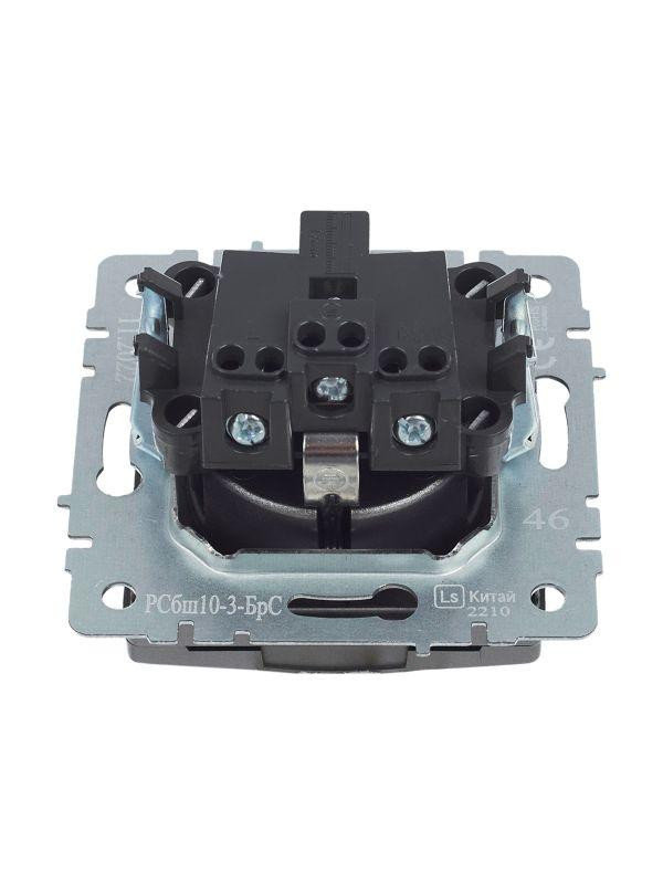 Розетка BRITE РСбш10-3-БрС 16А IP20 с заземл. защ. шторки с крышкой механизм сталь IEK BR-R16-16-K46