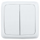 Выключатель 2-кл. ОП Альфа 16А IP20 250В с изолир. пластиной бел. HEGEL ВА16-153