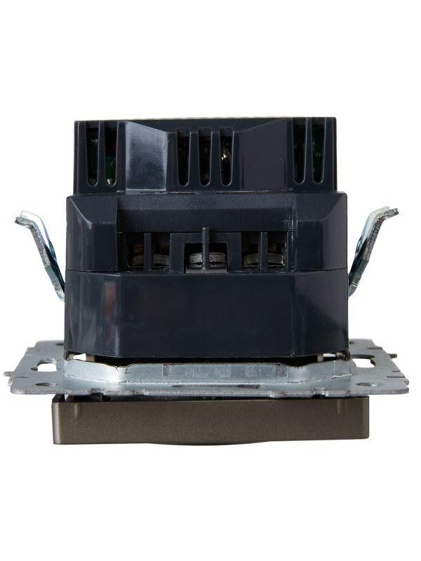 Розетка BRITE РЮш11-1-БрШ 16А с USB A+C 18Вт с заземл. защ. шторки механизм шампань IEK BR-R14-16-U22-018-K37