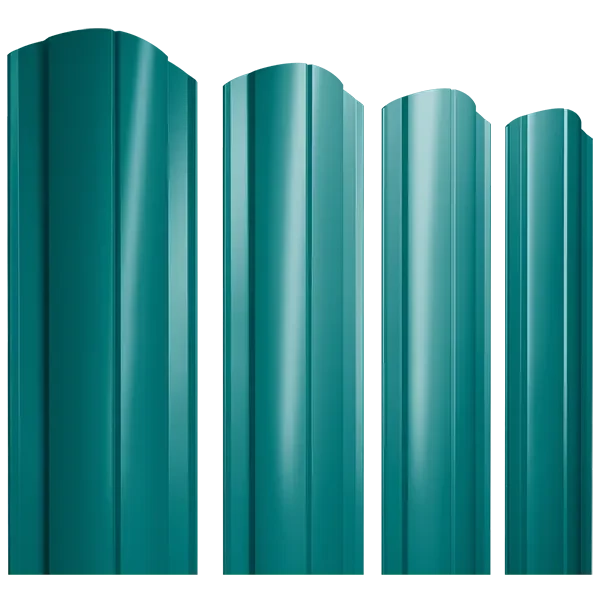 Штакетник круглый с фигурным резом 0,45х128x1500мм GRAND LINE RAL 5021