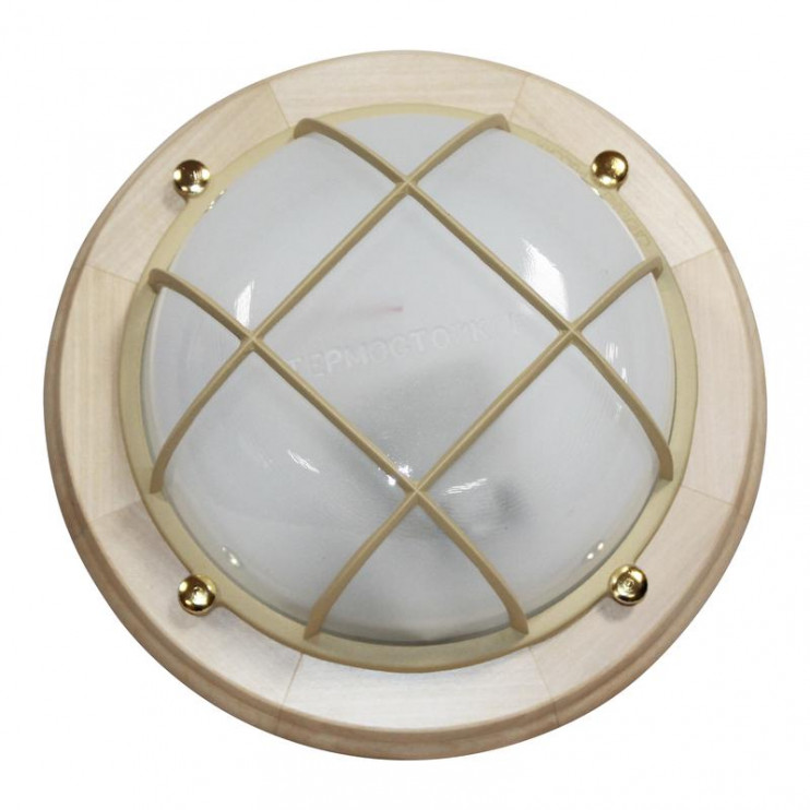 Светильник НББ 03-60-014 "Терма 1302" 1х60Вт E27 IP65 кругл. малый матов./корпус с решеткой дерево липа (инд. упак.) Элетех 1005501031