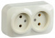 Розетка 2-м ОП GLORY РС22-2-ХК 10А без заземл. крем. IEK ERH20-K33-10