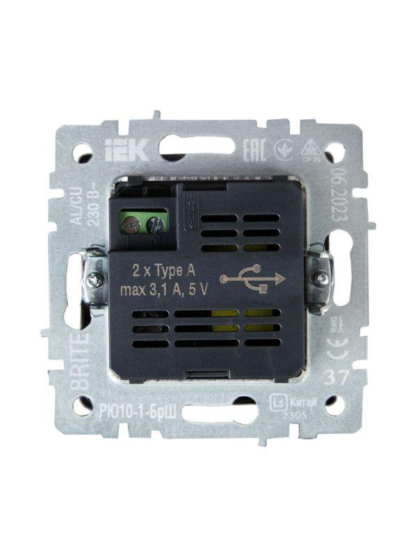 Розетка BRITE USB A+A 3.1А РЮ10-1-БрШ механизм шампань IEK BR-U21-D31-K37