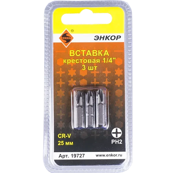 Вставка PH2 25мм 3 шт ЭНКОР 19727 купить цена ТД АЛЬФА
