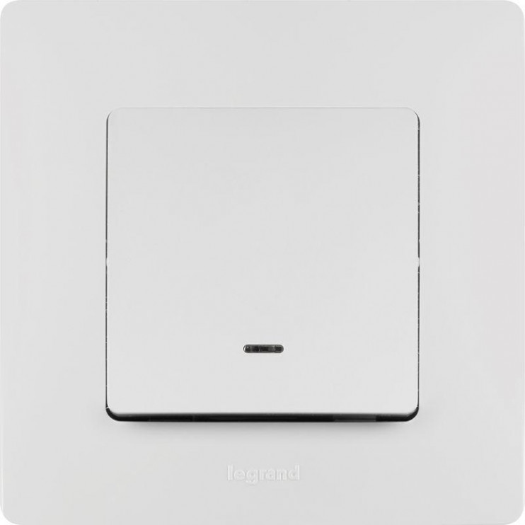 Выключатель 1-кл. СП Etika 10А IP20 250В 10AX с подсветкой/индикацией безвинтов. зажимы механизм бел. Leg 672203