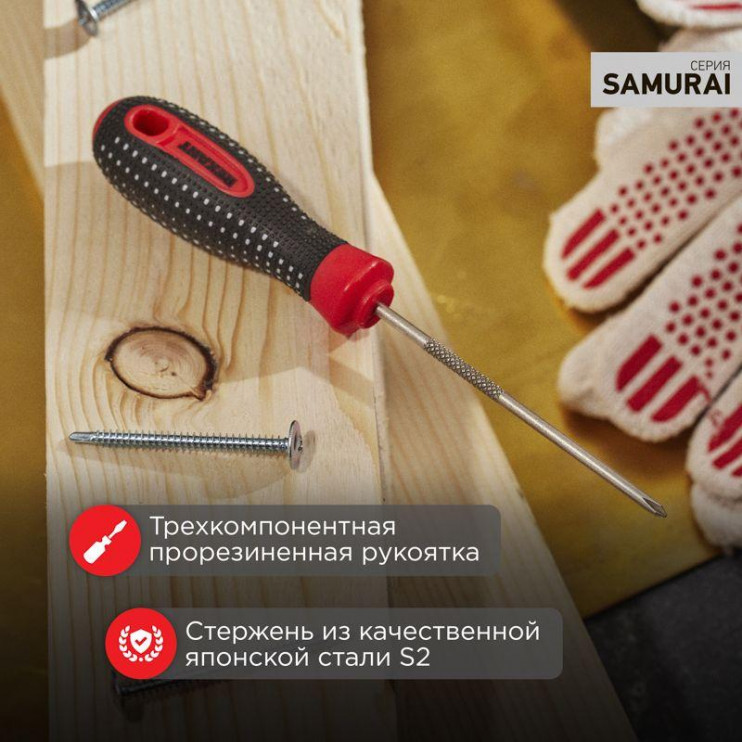 Отвертка крестовая PH 0х75мм трехкомпонентн. рукоятка сталь S2 Rexant 12-4726-1