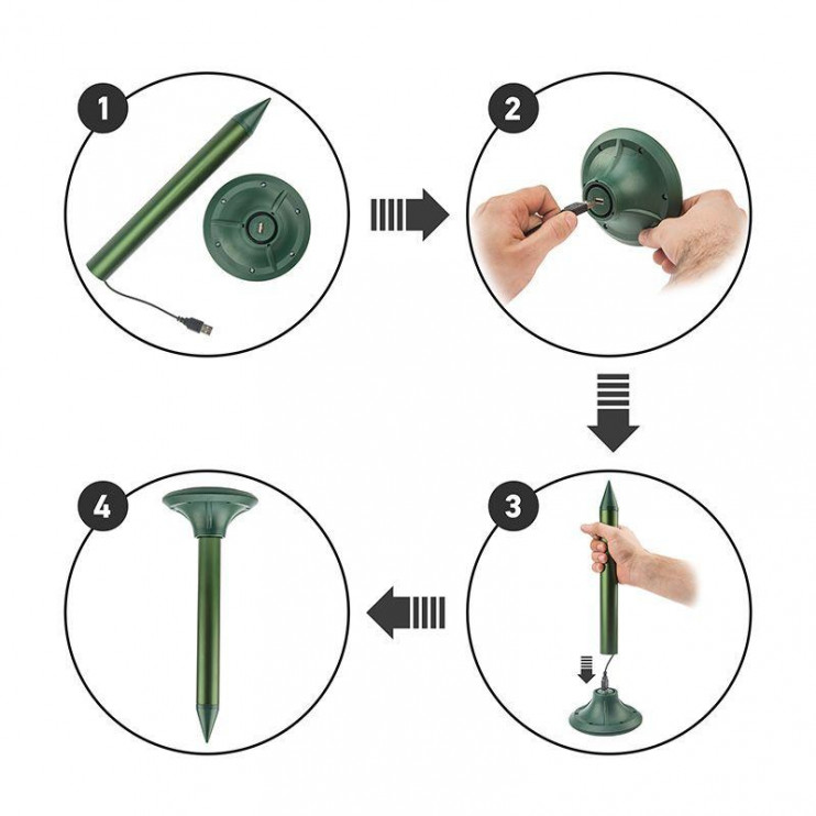 Отпугиватель кротов ультразвуковой солнечная батарея R30 Rexant 71-0007