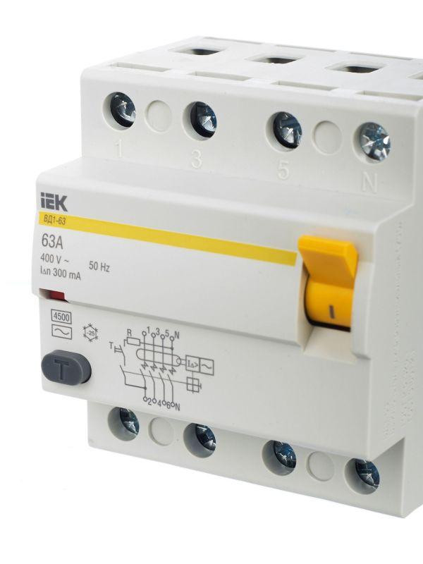 Выключатель дифференциального тока (УЗО) 4п 63А 300мА тип AC ВД1-63 KARAT IEK MDV10-4-063-300