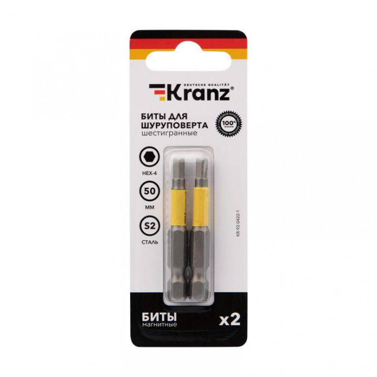 Бита шестигранная HEX4х50мм для шуруповерта (уп.2шт) Kranz KR-92-0422-1
