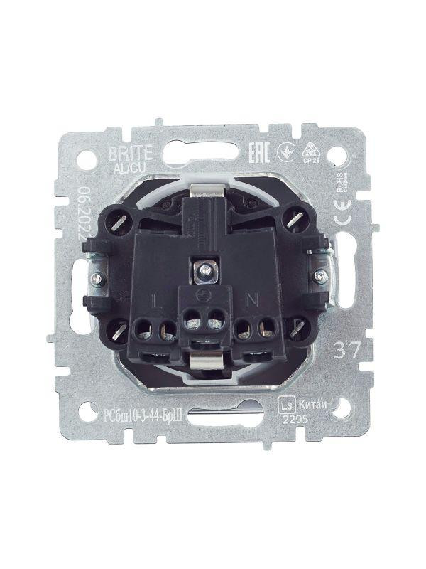 Розетка BRITE РСбш10-3-44-БрШ 16А IP44 с заземл. защ. шторки с крышкой механизм шампань IEK BR-R16-16-44-K37