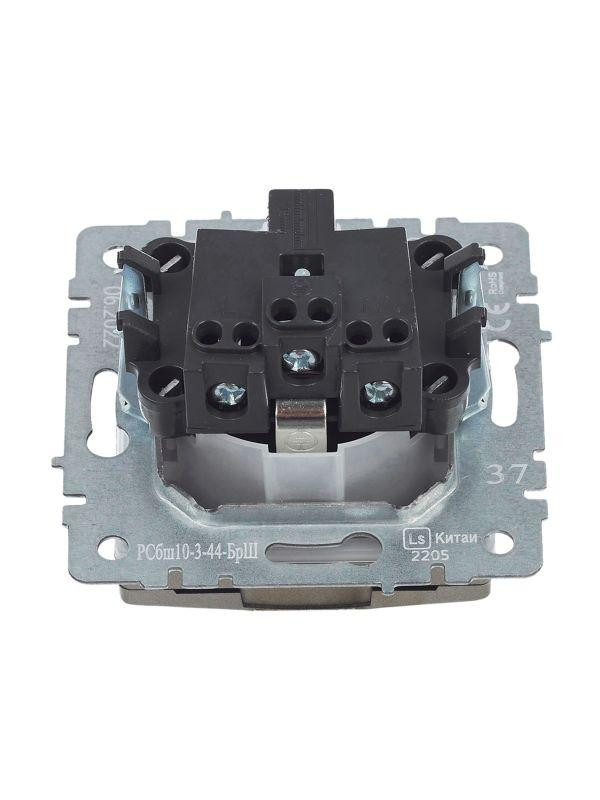 Розетка BRITE РСбш10-3-44-БрШ 16А IP44 с заземл. защ. шторки с крышкой механизм шампань IEK BR-R16-16-44-K37