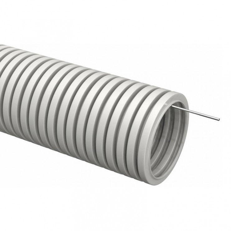 Труба гофрированная d16мм ПВХ с протяжкой сер. (уп.100м) TOKOV ELECTRIC TKE-TG/P-16-C06/100