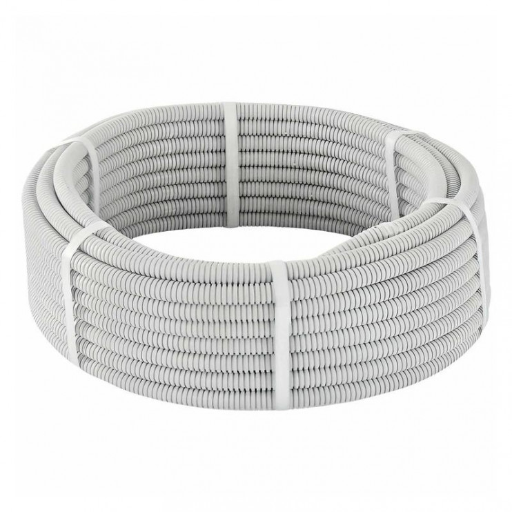 Труба гофрированная d20мм ПВХ с протяжкой сер. (уп.100м) TOKOV ELECTRIC TKE-TG/P-20-C06/100