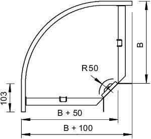 Угол для лотка горизонтальный 90град. 300х85 RB 90 830 FS OBO 7001800