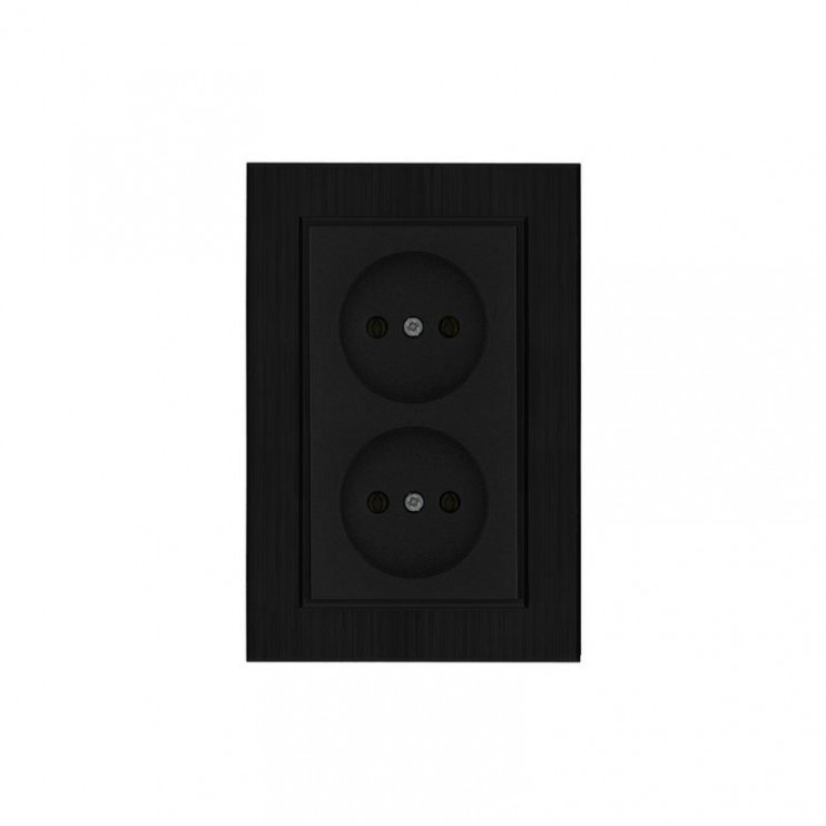 Розетка 2-я Karea LINE STAR без заземл. чер. Makel 86054017