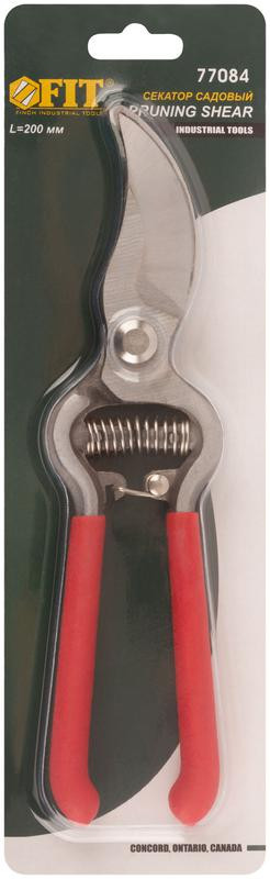 Секатор "Стандарт" режущие кромки внахлест цельнокованый ПВХ покрытие ручек 200мм FIT 77084