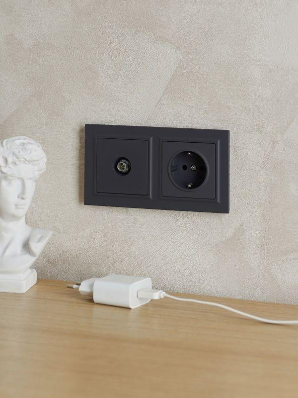 Рамка 2-м BRITE РУ-2-БрГ графит IEK BR-M22-K53