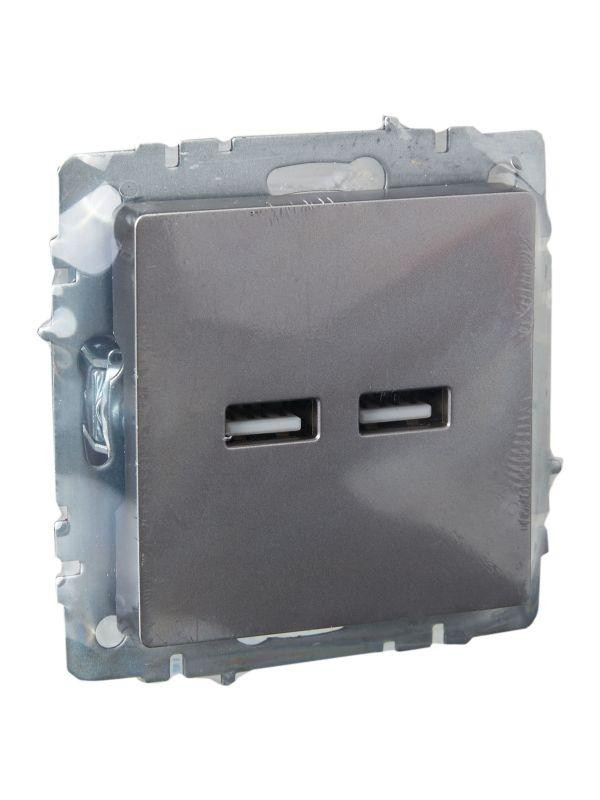 Розетка BRITE USB A+A 3.1А РЮ10-1-БрС механизм сталь IEK BR-U21-D31-K46