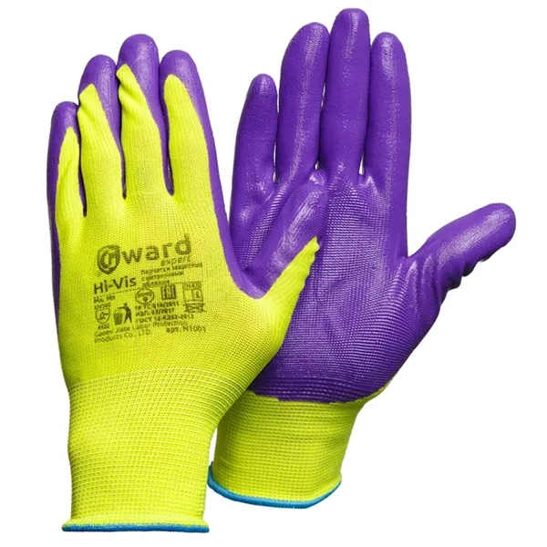 Перчатки GWARD Hi-Vis нейлоновые с нитриловым покрытием 10 (XL)