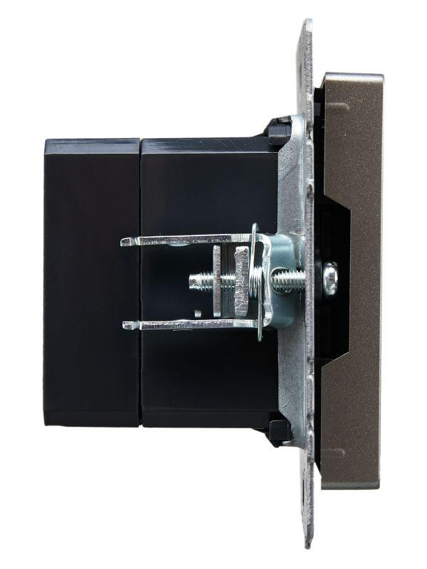 Розетка BRITE USB A+C 18Вт РЮ11-1-БрС механизм сталь IEK BR-U22-018-K46