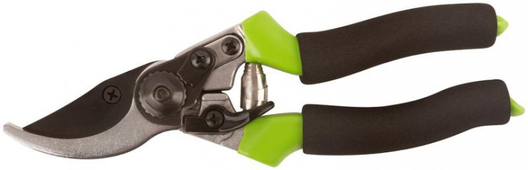 Секатор режущие кромки внахлест тефлон. покрытие лезвий пластик. ручки с мягкими накладками 215мм FIT 77086