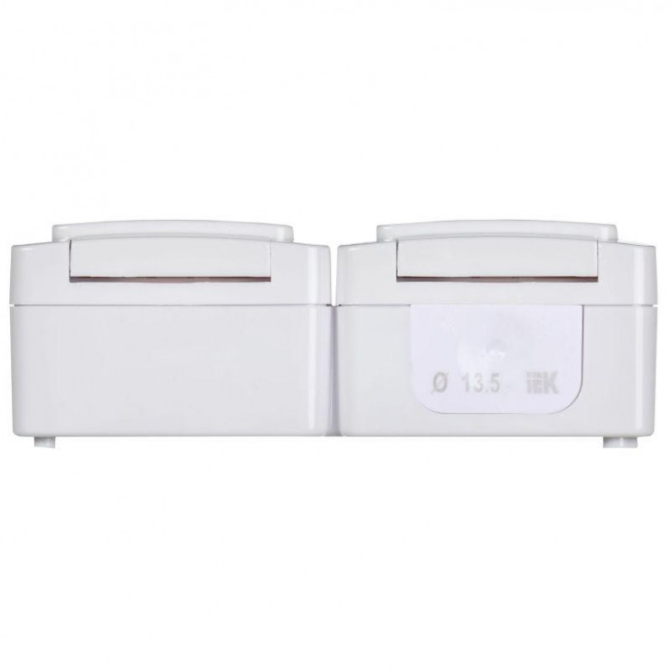 Розетка 2-м ОП Гермес Plus РСб22-3-ГПБб 16А IP54 с заземл. с крышкой бел. IEK ERMP22-K01-16-54-EC