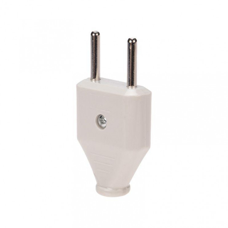 Вилка прямая 6А плоская без заземл. бел. Rexant 11-8946